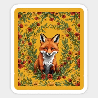 Mississippi Red Fox Surrounded By Tickseed Flowers Sticker